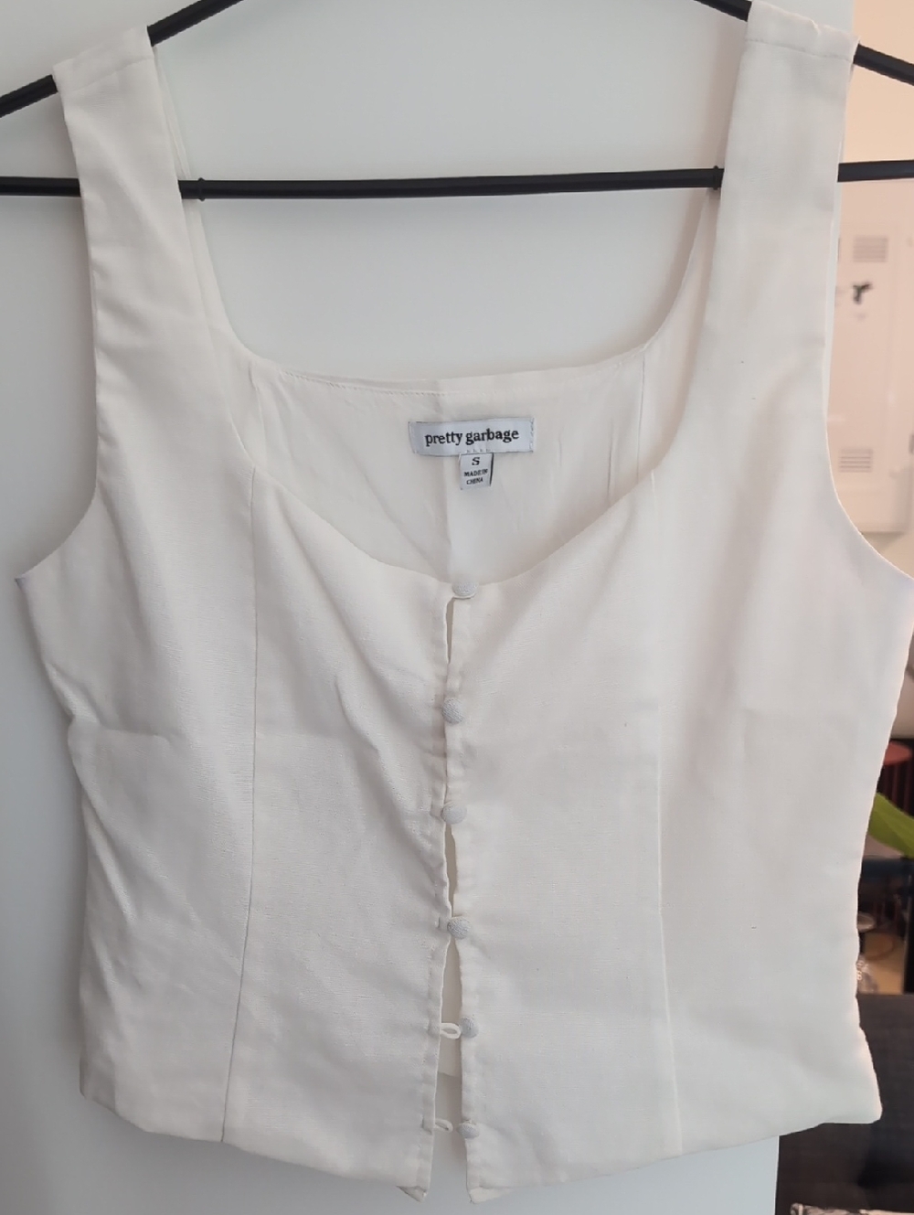 White Button-Front Sleeveless Top